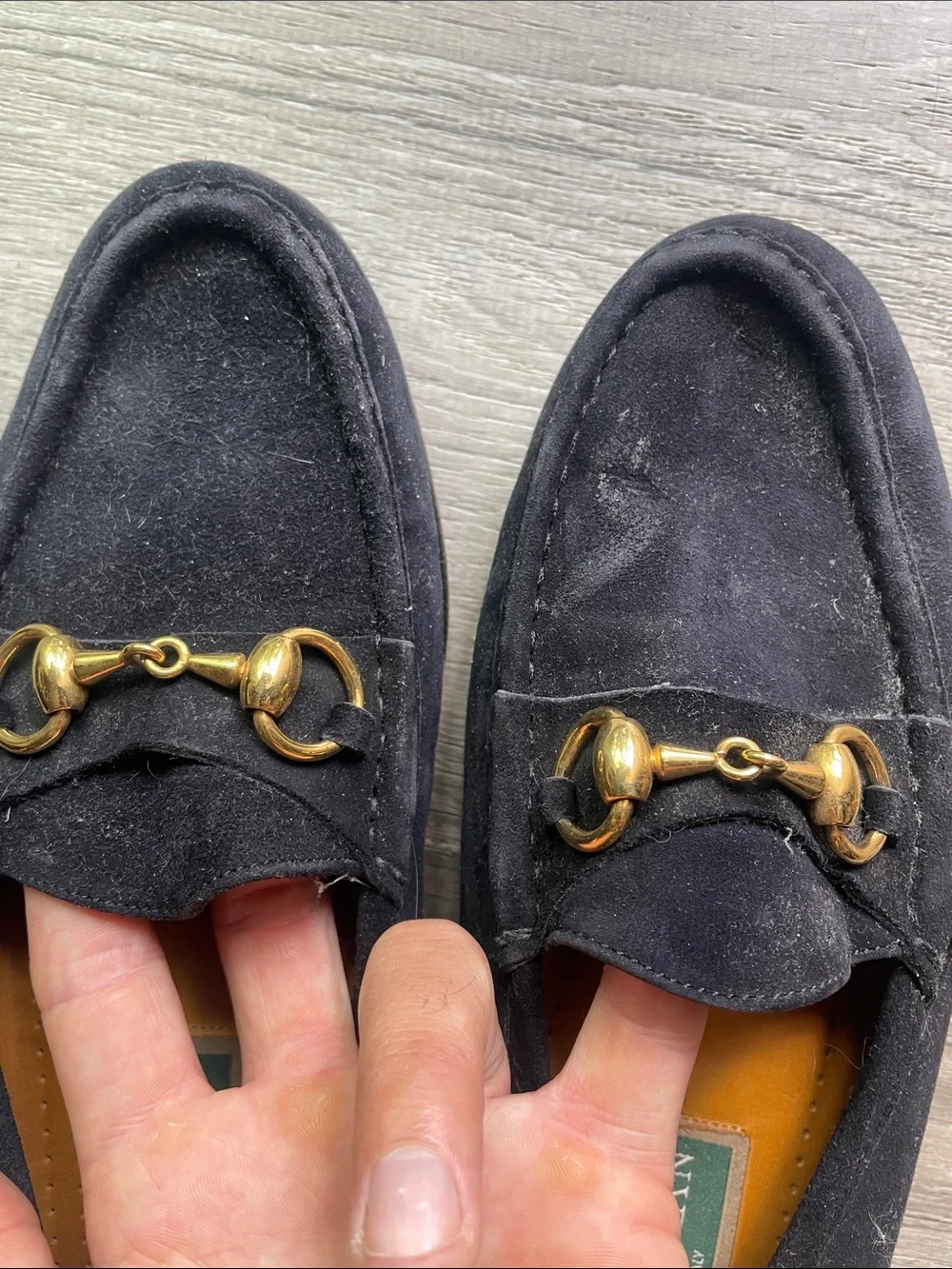 Cole Haan Black Suede Loafers with Gold Bit